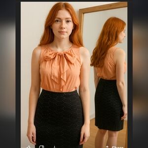 Eva Franco tie neck black / Coral dress 2